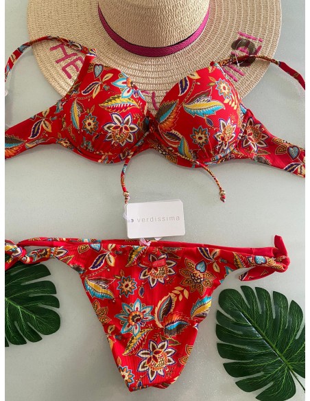 Costume a reggiseno push-up Verdissima incrocio floreale