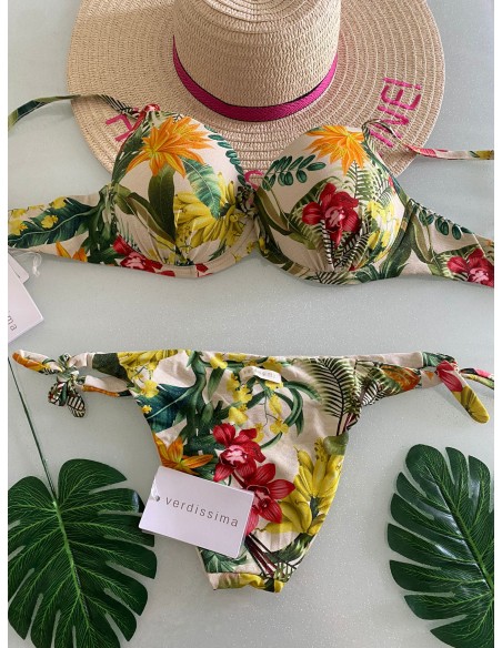 Costume a reggiseno push-up Verdissima incrocio floreale