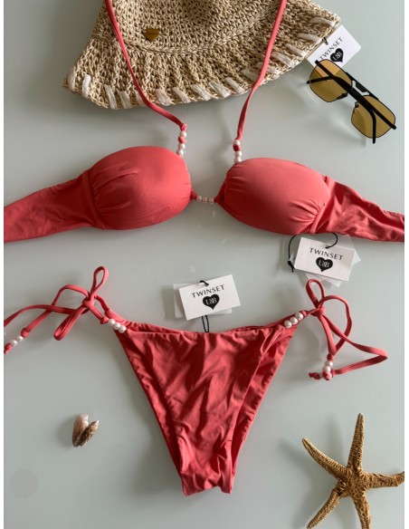 Bikini a fascia corallo Twinset