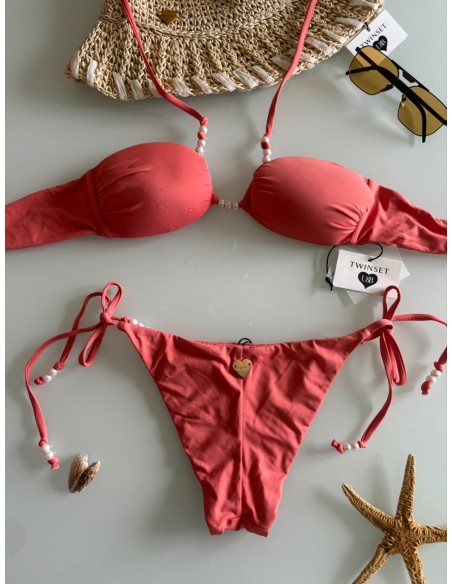 Bikini a fascia corallo Twinset