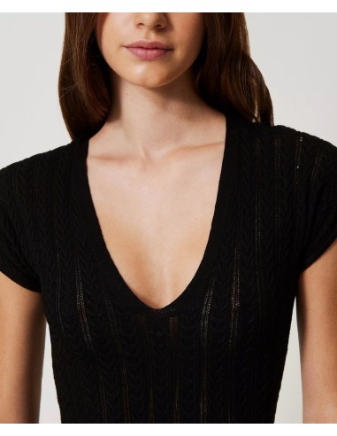 Maglia fitted con costine Twinset