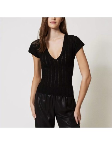 Maglia fitted con costine Twinset