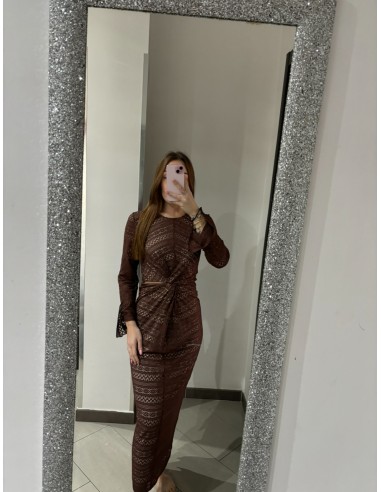 Abito marrone ricami Twinset