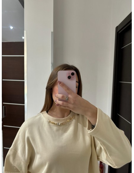 Felpa beige Olivia Grey
