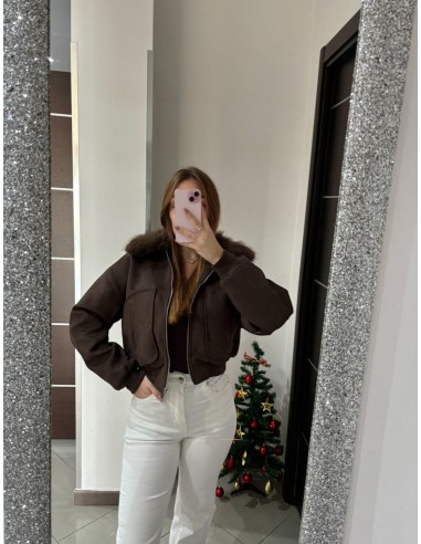 Bomber camoscio marrone