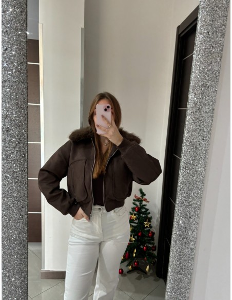 Bomber camoscio marrone