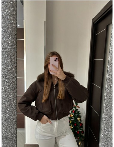 Bomber camoscio marrone