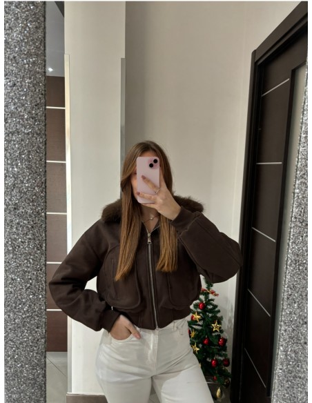 Bomber camoscio marrone