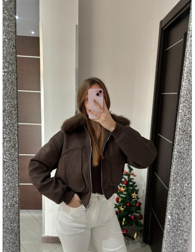 Bomber camoscio marrone