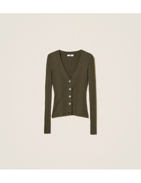 Cardigan fitted a costine Twinset