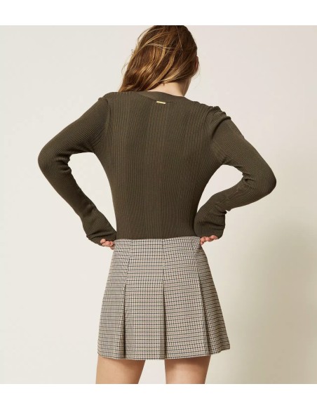 Cardigan fitted a costine Twinset