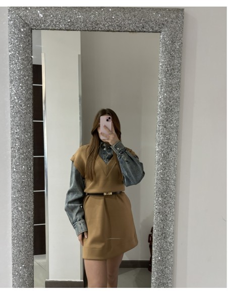 Abito corto in tessuto scuda e jeans  Twinset