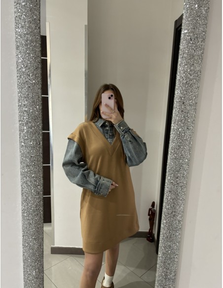 Abito corto in tessuto scuda e jeans  Twinset