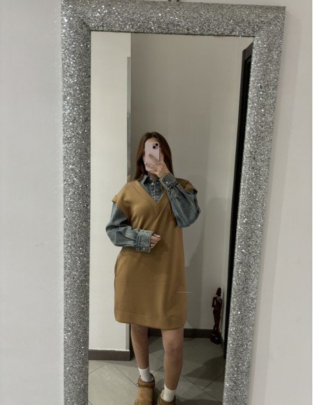 Abito corto in tessuto scuda e jeans  Twinset