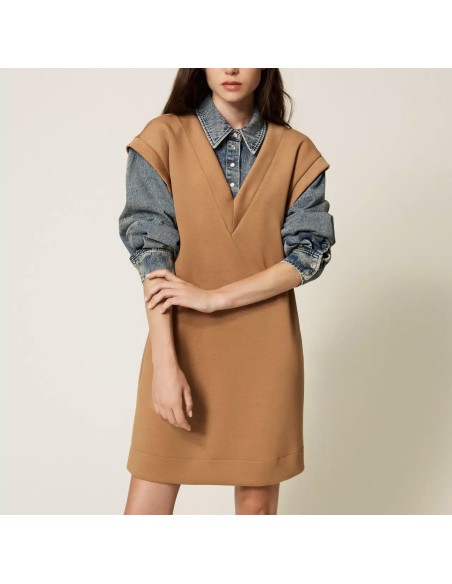 Abito corto in tessuto scuda e jeans  Twinset