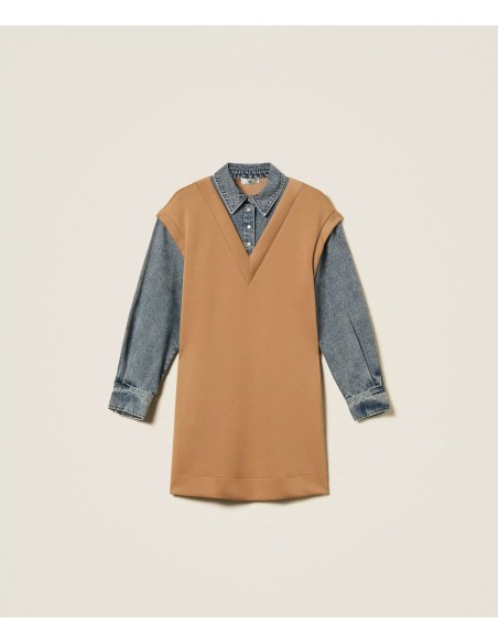 Abito corto in tessuto scuda e jeans  Twinset
