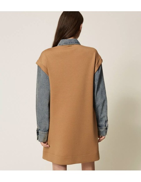 Abito corto in tessuto scuda e jeans  Twinset