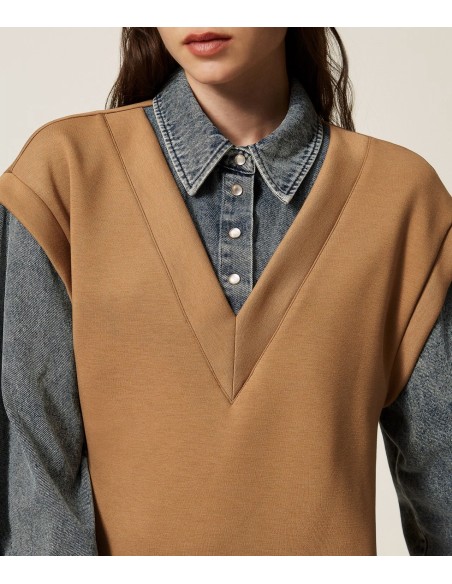 Abito corto in tessuto scuda e jeans  Twinset